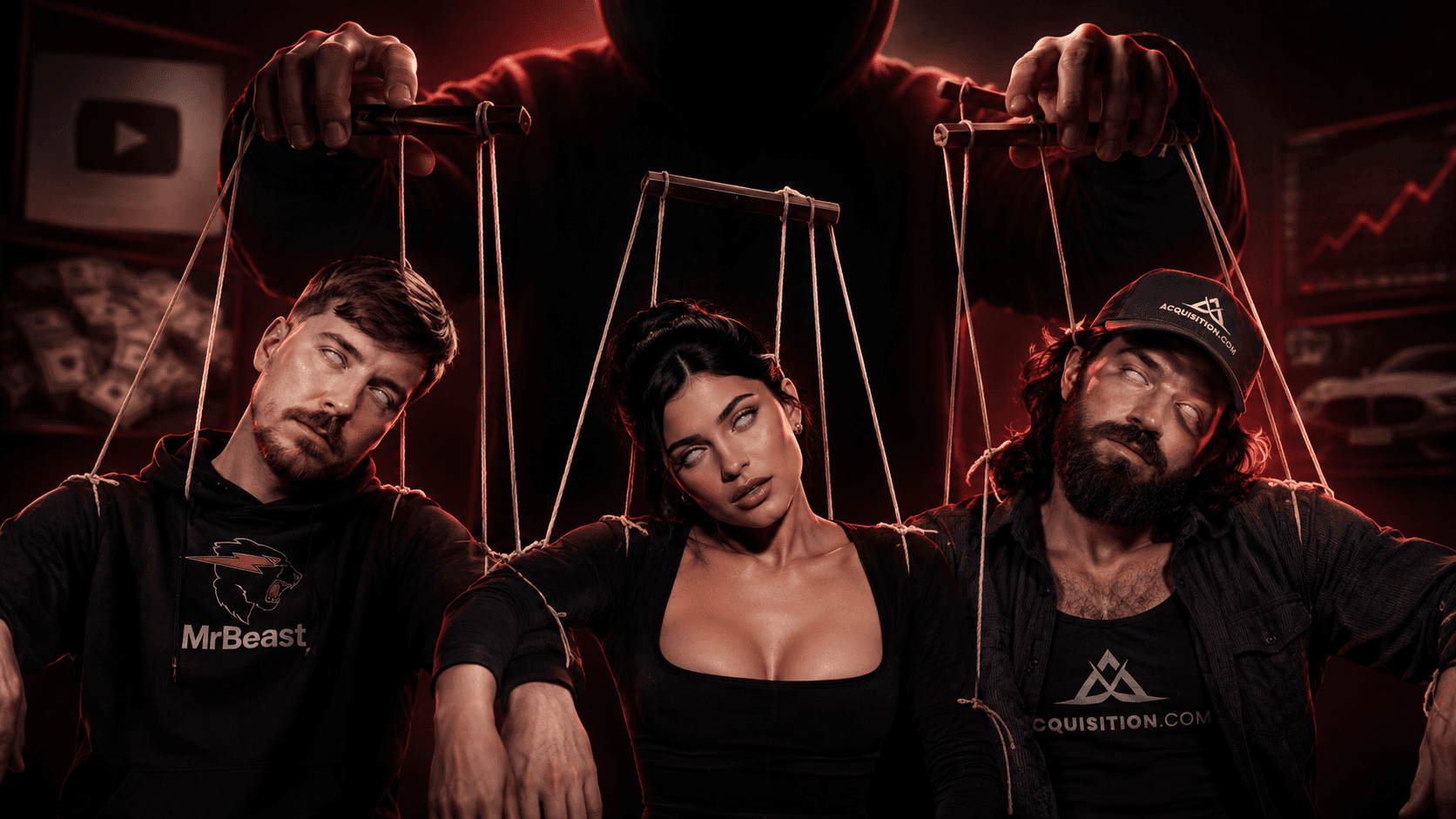 Puppets MrBeast, Kylie Jenner, Alex Hormozi — empires de créateurs